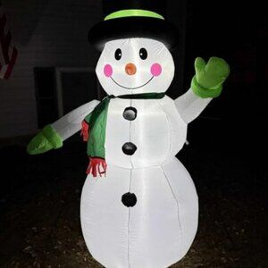 🆕7FT Christmas Inflatable Snowman Outdoor Gift Bag Blow up LED Decorations